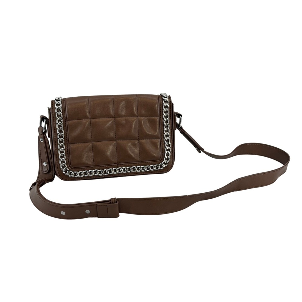 Brown Crossbody Bag Quilted Chain Puffer Streetwear Minimalist Academia Modern